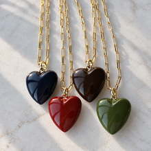 Wander Enamel Heart Medallion Necklace: Midnight / 18 inch