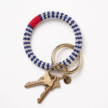 INK + ALLOY Chloe Small Stripe Beaded Key Ring Bracelet Navy, Ivory + Red