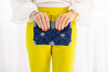 Handmade Macramé Clutch Navy and Dusty Blue
