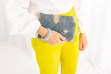 Handmade Macramé Clutch Dusty Blue and Champagne