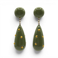 Kathryn Olive And Yellow Polka Dot Drop Earring