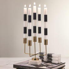 Zodax Box of 6 Modern & Festive Striped Formal Taper Candles
