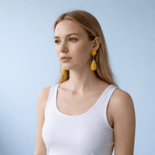 Kathryn Yellow And Turquoise Drop Polka Dot Earrings