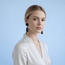 Kathryn Black And Turquoise Drop Polka Dot Earrings