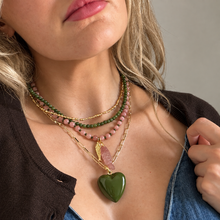 Wander Enamel Heart Medallion Necklace: Olive / 18 inch