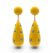 Kathryn Yellow And Turquoise Drop Polka Dot Earrings