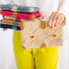 Handmade Macramé Clutch Champagne and Caramel
