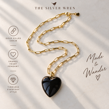 Wander Enamel Heart Medallion Necklace: Espresso / 18 inch